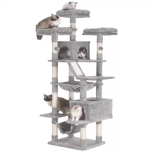 Heybly Cat Tree, 73 inches Tall Cat Tower for Large Cats 20 lbs heavy duty