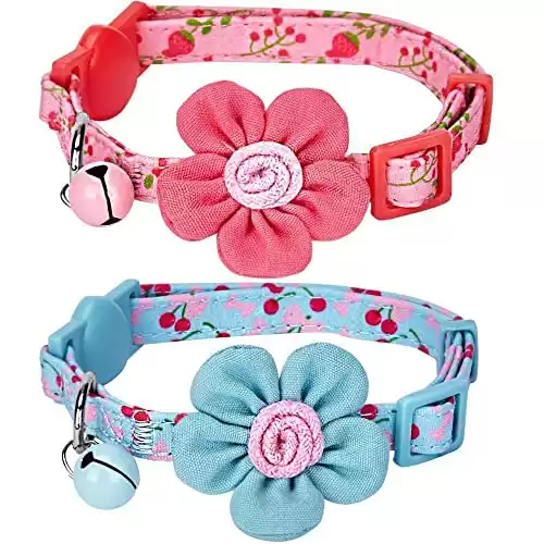 Blueberry Pet Pack of 2 Cat Collars, Neck 9 -13