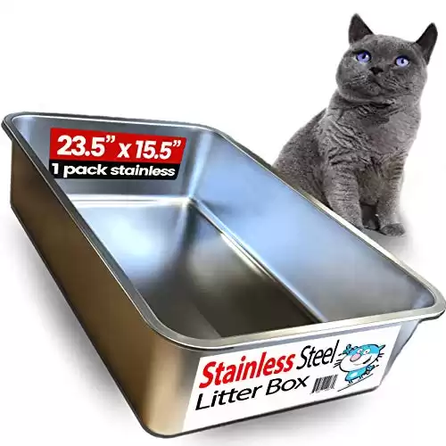 iPrimio Ultimate Stainless Steel XL Cat Litter Box - XL Litter Box for Big Cats - Large Cat Litter Box .