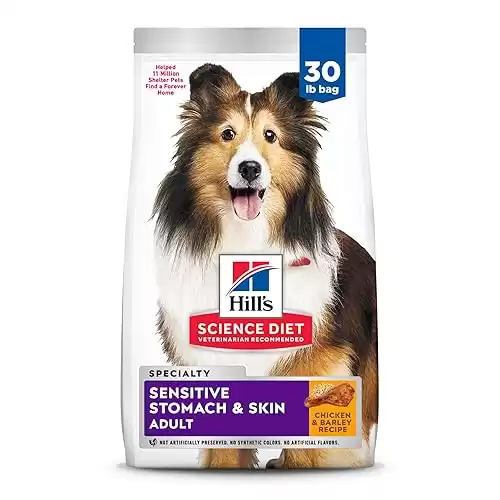 Hill's Science Diet Sensitive Stomach & Skin, Adult 1-6, Stomach & Skin Sensitivity Support, Dry Dog Food, Chicken Recipe, 30 lb Bag